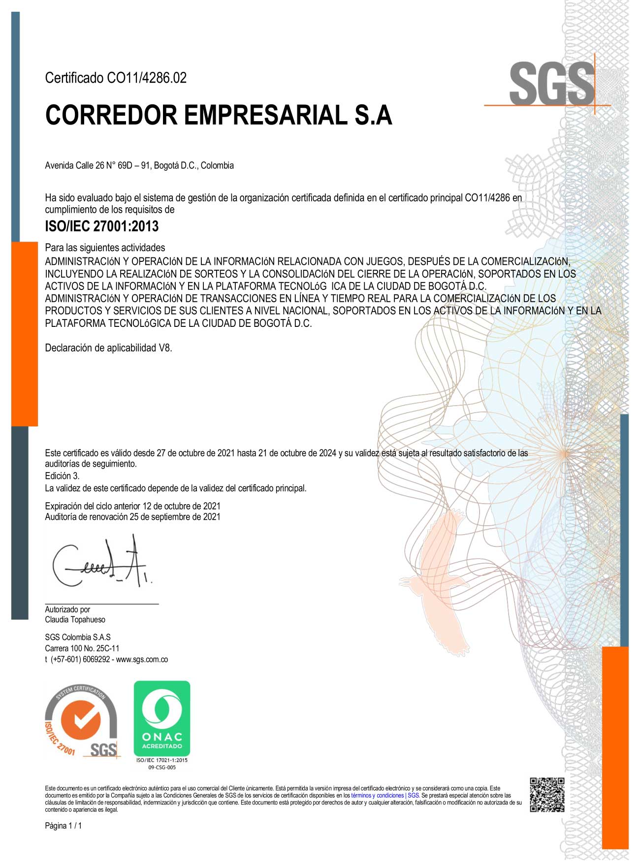 Certificado ISO 27001